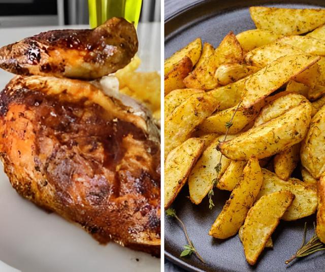 Opta por la pechuga sin piel y papas horneadas.   