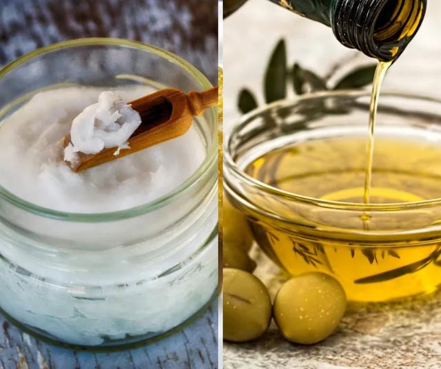 Aceite de coco y oliva.   