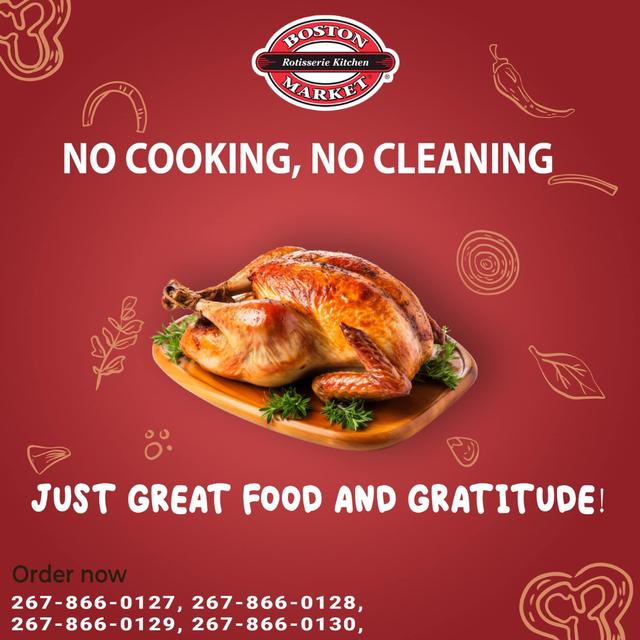 Boston Market te garantiza disfrutar de una gran cena sin preocupaciones.   