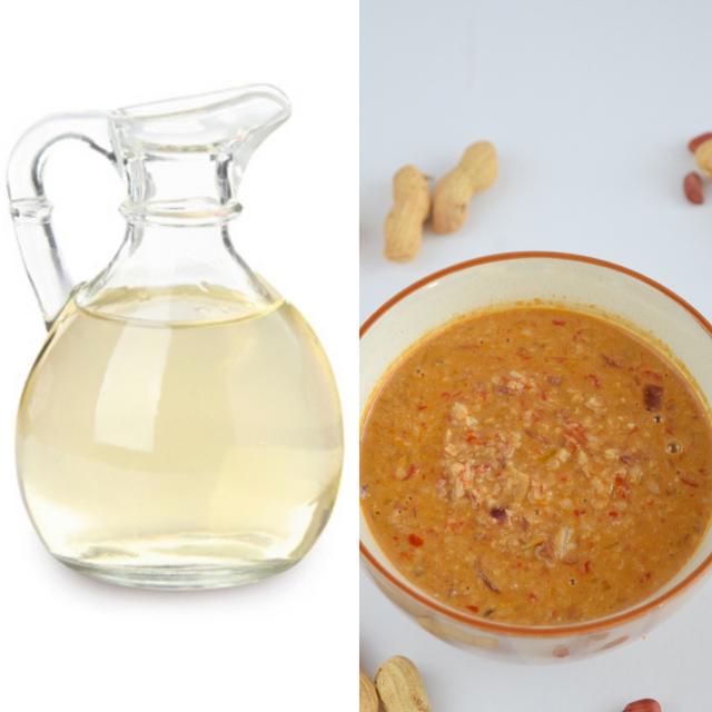 En la receta de los anticuchos bolivianos se usa vinagre y aderezo de maní.   