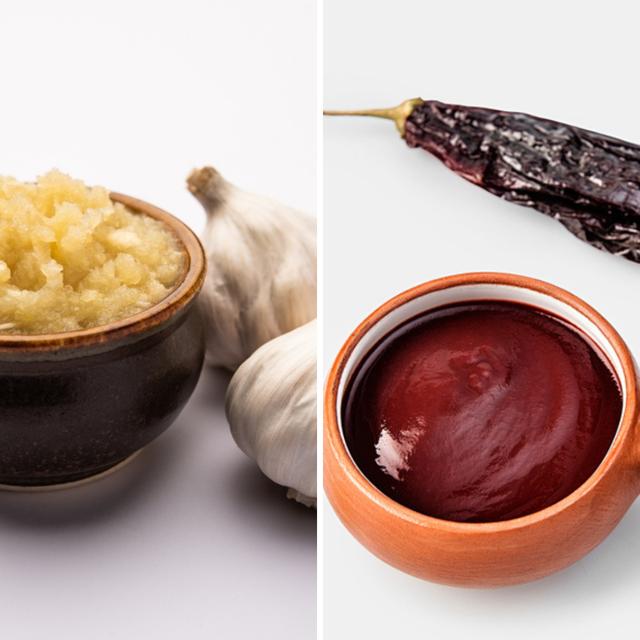 En la receta de los anticuchos peruanos se usa principalmente el ajo y el ají panca.   