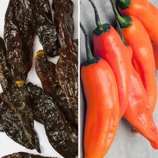 Ají panca y ají amarillo se pueden encontrar en tiendas peruanas en Estados Unidos. Ají panca y ají amarillo se pueden encontrar en tiendas peruanas en Estados Unidos.