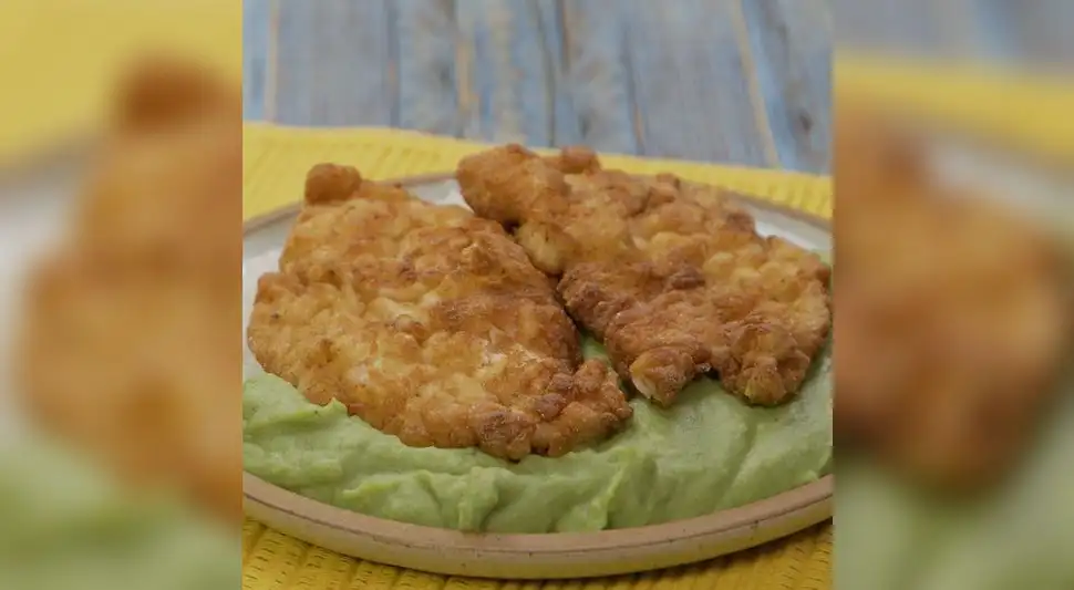 Puré de espinaca con milanesa