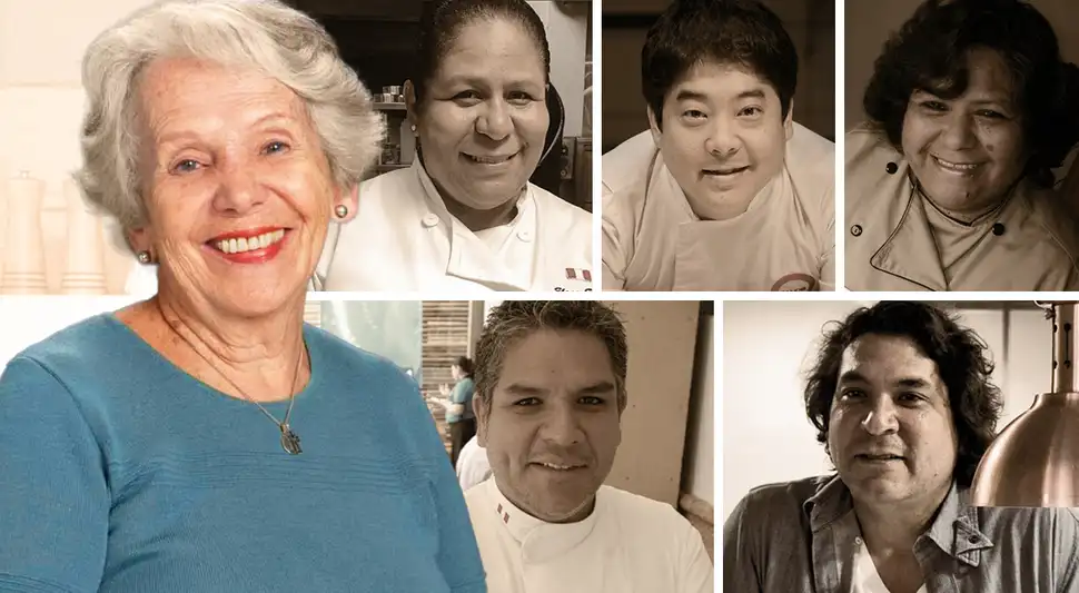 Teresa Ocampo y cocineros peruanos
