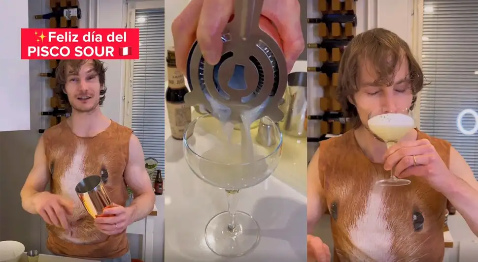 Finlandes prepara Pisco Sour en TikTok y se vuelve viral