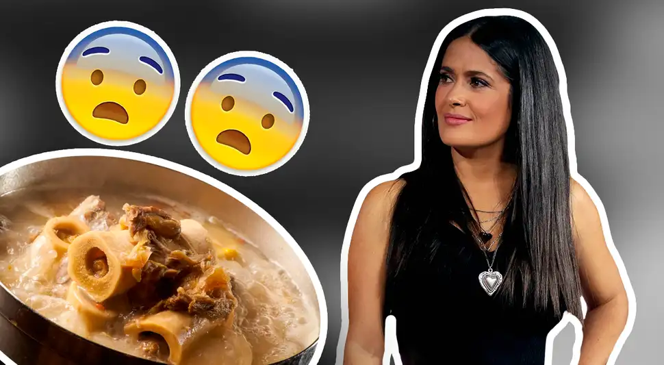 Salma Hayek receta caldo de huesos