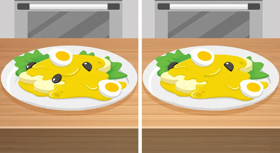 Encuentra las 7 diferencias entre los dos platos de papa a la huancaína Encuentra las 7 diferencias entre los dos platos de papa a la huancaína