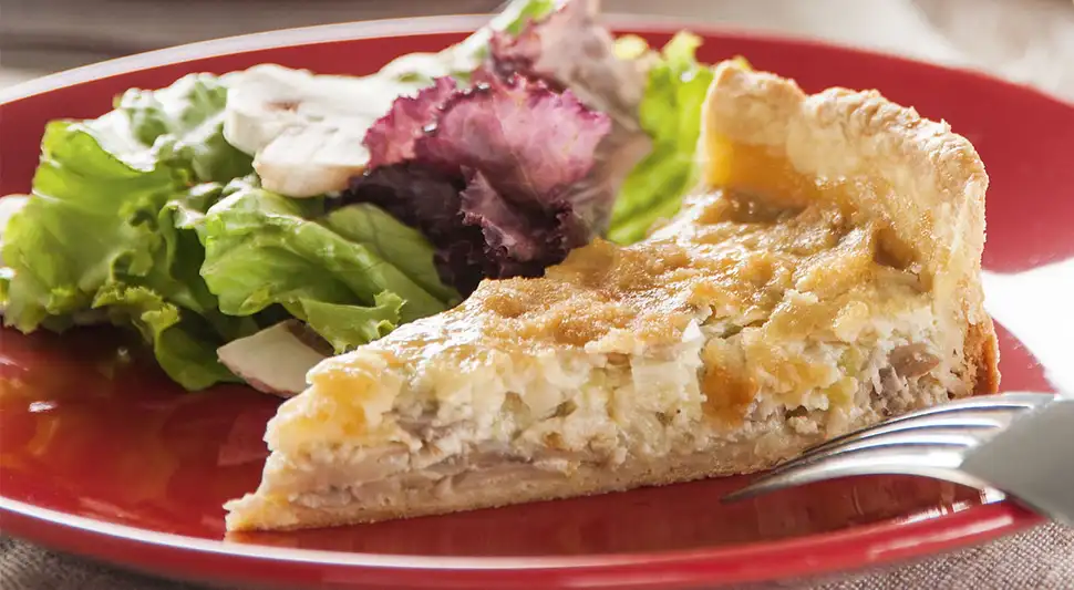 Quiche de champiñones y poro