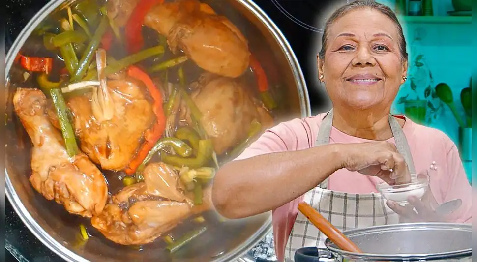 Olla preparando pollo al sillao con la señora Irene Gamboa
