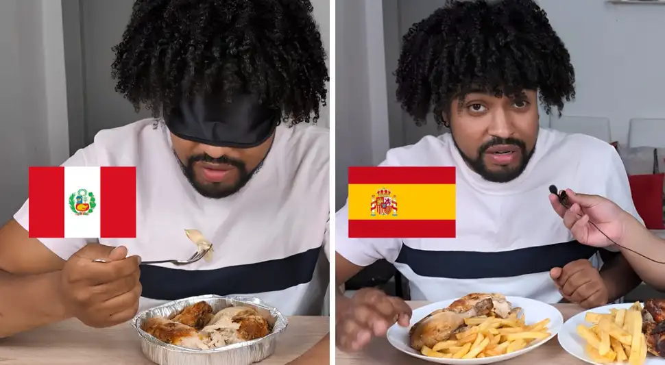 Colombiano acepta el reto de degustar el pollo a la brasa de Perú y España, y su respuesta sorprende a todos. Foto: Buenazo / Youtube