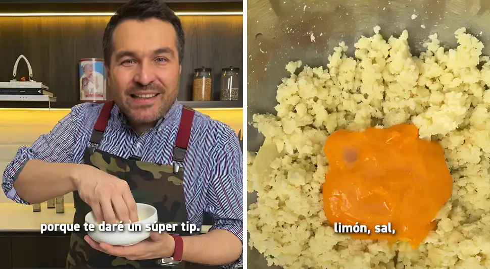 Prepara una masa de causa limeña con el tip del chef Giacomo Bocchio. Foto: Buenazo / Youtube Prepara una masa de causa limeña con el tip del chef Giacomo Bocchio. Foto: Buenazo / Youtube