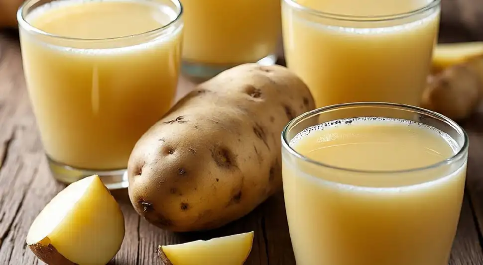 Tomado en ayunas, el jugo de papa ayuda a limpiar el cuerpo, favoreciendo hígado, riñones y colon. Fuente: IA.