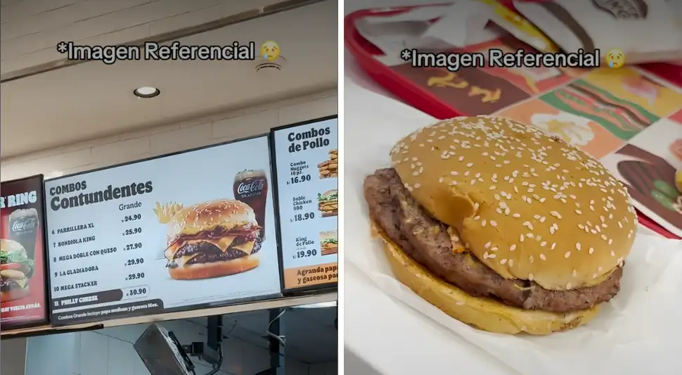 Peruano compra hamburguesa en conocido local de comida rápida y se decepciona al ver el producto.