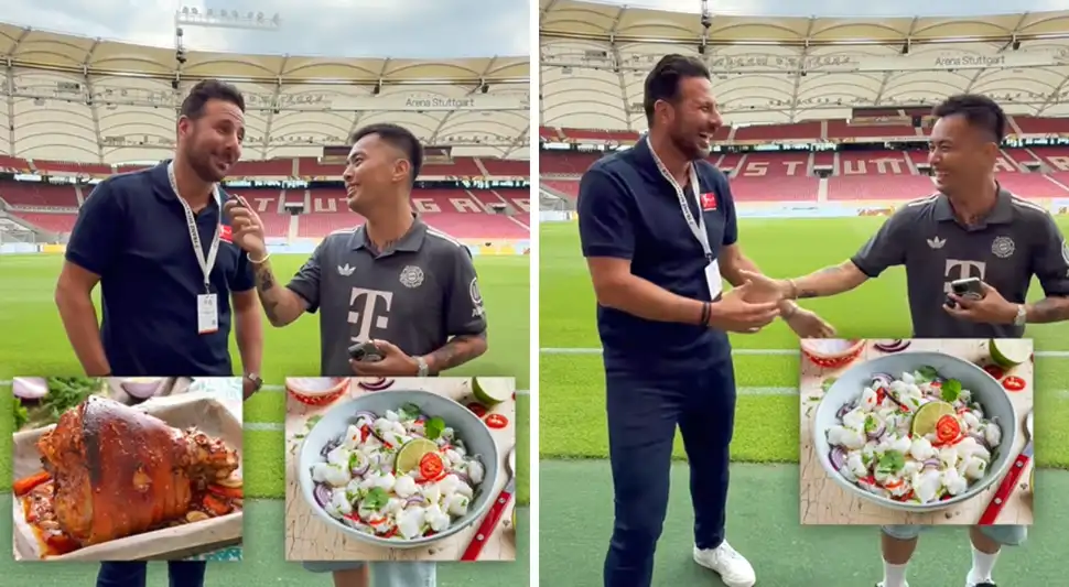 Claudio Pizarro elige entre un plato alemán y uno peruano.