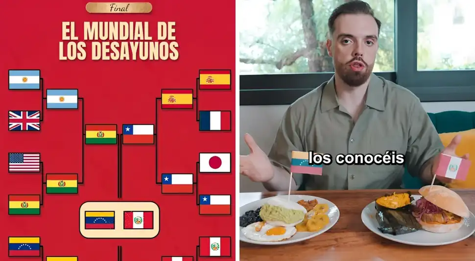 Pan con chicharrón vs. arepa reina pepiada.