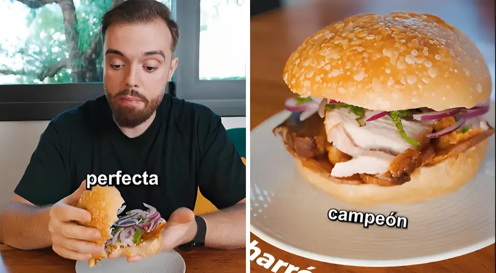 Ibai Llanos prueba por primera vez el pan con chicharrón.