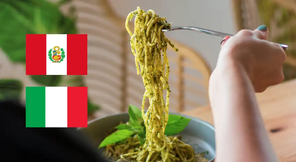 Tallarines en salsa verde