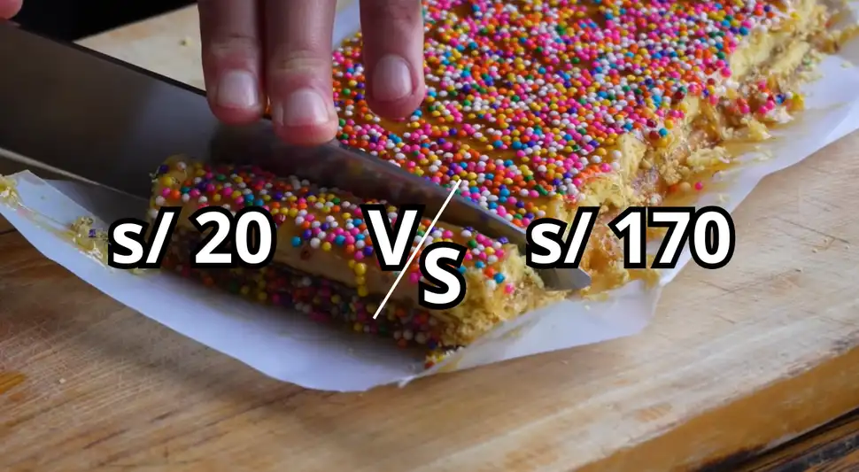 Creador de contenido compara sabores entre un turrón clásico y uno costoso. Fuente: ComposiciónLR. Creador de contenido compara sabores entre un turrón clásico y uno costoso. Fuente: ComposiciónLR.