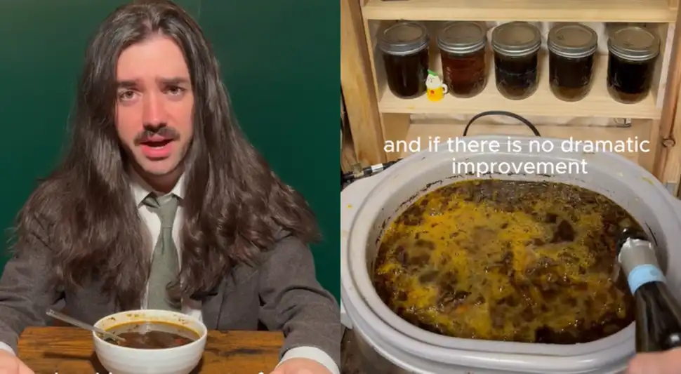 Creador de contenido causa furor en redes sociales con su sopa eterna. Fuente: TikTok.