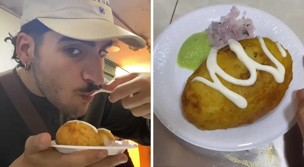 Español prueba por primera vez papa rellena.