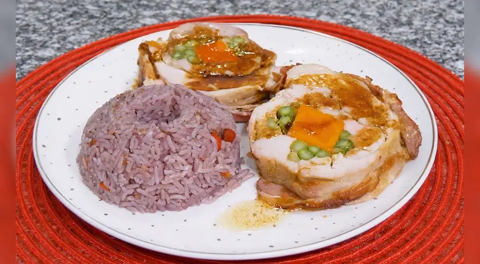 Enrollado de cerdo con verduras