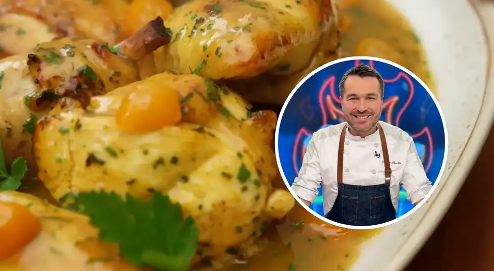Giacomo Bocchio muestra cómo preparar un pollipavo jugoso y aromático con una salsa clásica de naranja.