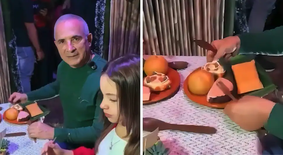 Venezolano celebra Navidad con comida de plástico.