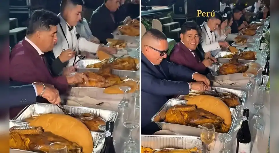 Matrimonio es viral por repartir la cena en enormes recipietes. Matrimonio es viral por repartir la cena en enormes recipietes.