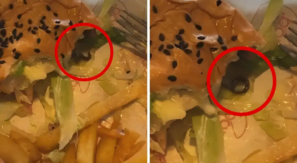 Joven encuentra gusano en su hamburguesa.