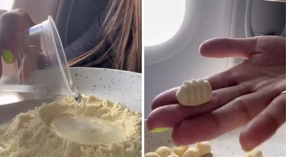 Katie decidió cocinar ñoquis en pleno vuelo tras confesar que detesta la comida de avión. Su peculiar hazaña fue capturada en un viral video de TikTok.