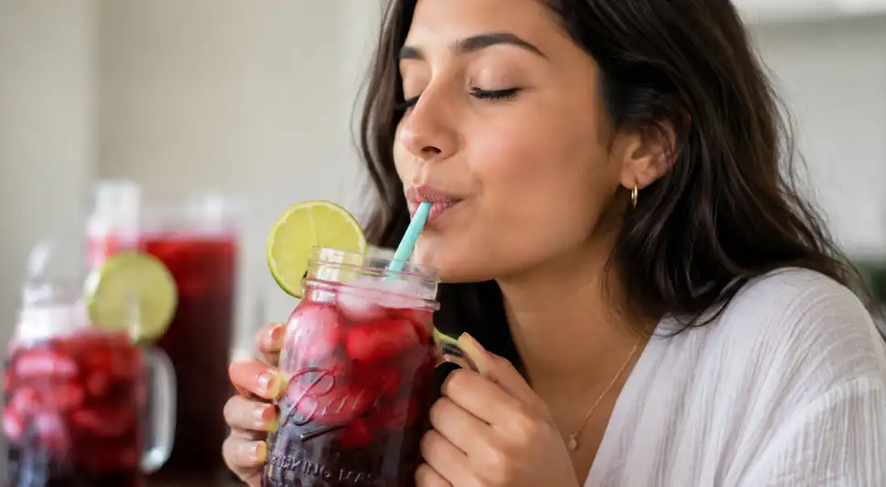 El agua de Jamaica se ha vuelto popular en redes sociales y entre los hogares latinoamericanos. Fuente: composición IA.