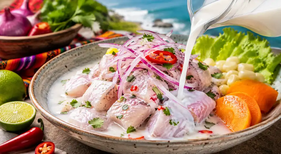 Defensores del ceviche tradicional critican esta práctica, argumentando que la autenticidad se basa en la interacción del pescado con el limón, la cebolla y el ají limo, sin lácteos. Foto: IA