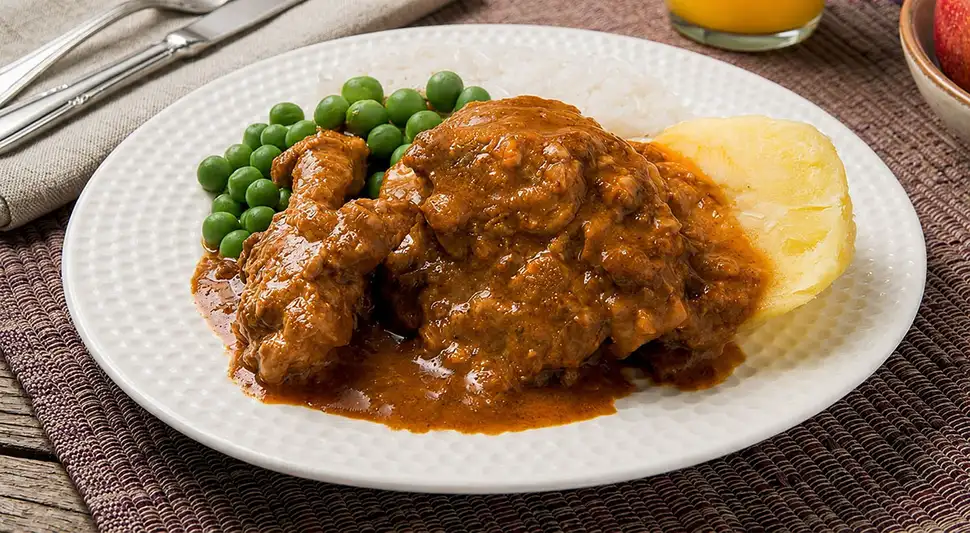 Guiso de pavita con chicha de jora delicioso