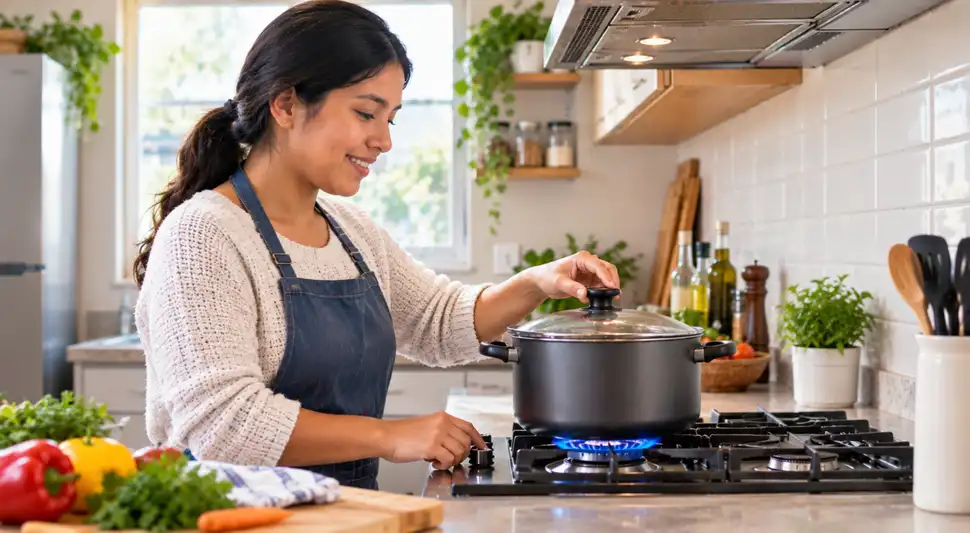 Ahorrar gas en la cocina es posible con hábitos sencillos que ayudan a cuidar el presupuesto familiar. Foto: IA